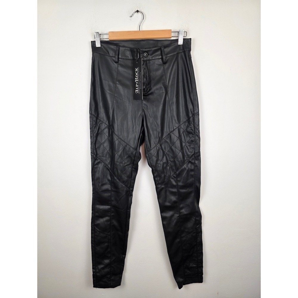 Alp N Rock Sloan Black Vegan Leather Quilted Moto Pants F21LOP02LBL Womens Med